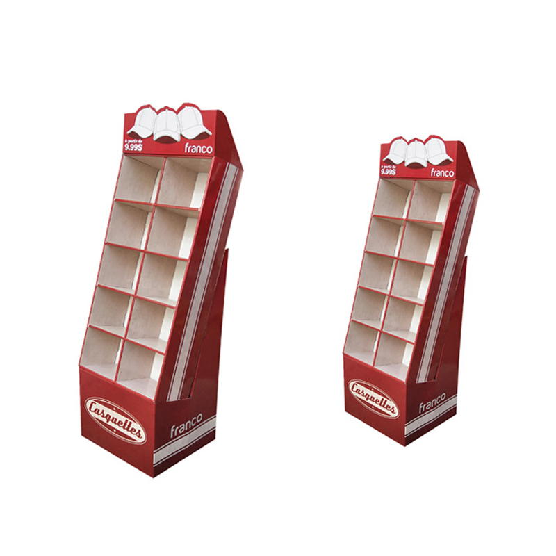 廠家定制10格帽子落地紙展示架紙展架帶頭牌