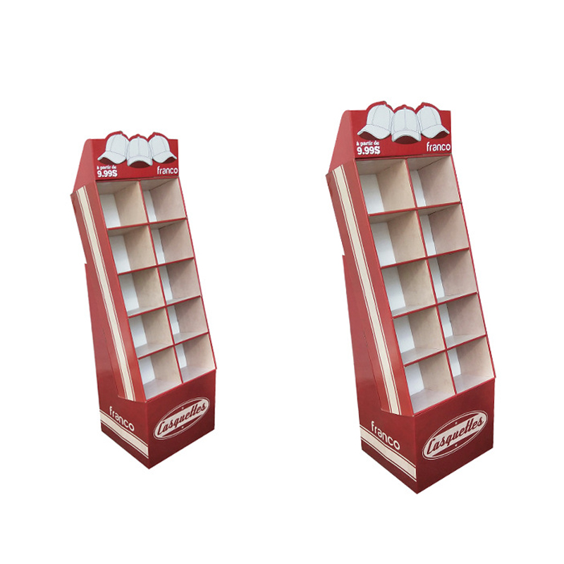 廠家定制10格帽子落地紙展示架紙展架帶頭牌