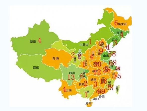 全國(guó)“老賴”紙箱、彩箱廠分布圖